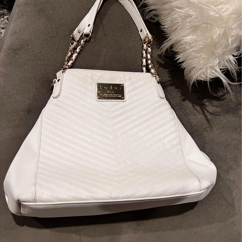 Bebe Quilted Tote Leather Hand Bag